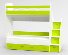Для подростка, Трехъярусная кровать Юниор, Белое Дерево
