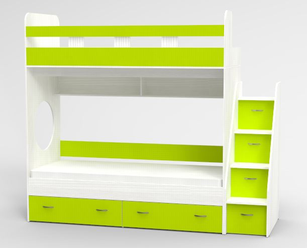 Для подростка, Трехъярусная кровать Юниор, Белое Дерево