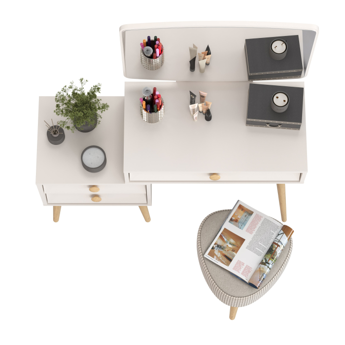 С зеркалом, Банкетка на трёх ножках Ева и трюмо в спальню Афина