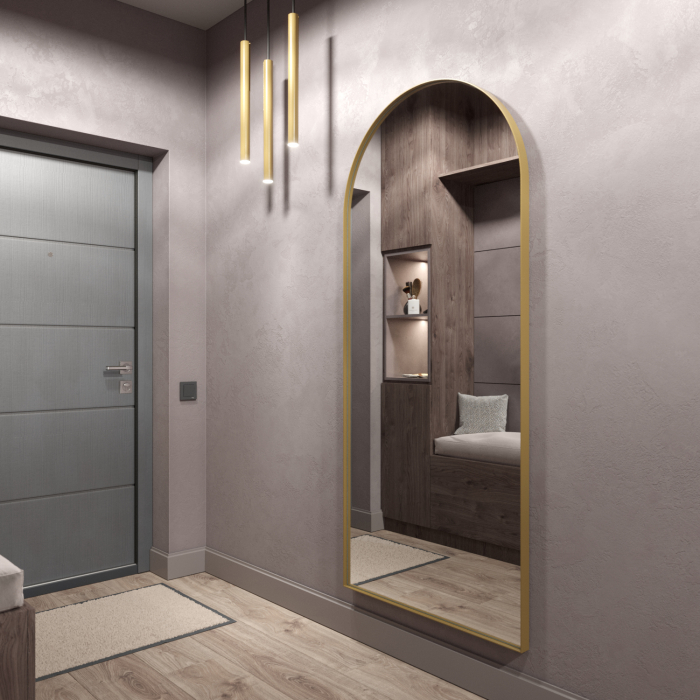 Зеркала в спальню, Дизайнерское настенное/напольное зеркало GENGLASS Arkis в металлической раме