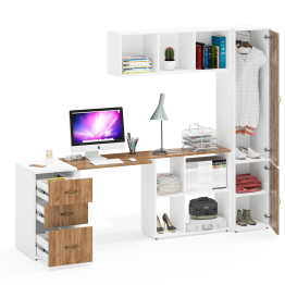 Мебель для домашнего кабинета Лидер-8 из стола с полкой для книг и тумбы 3.16 с бельевым пеналом