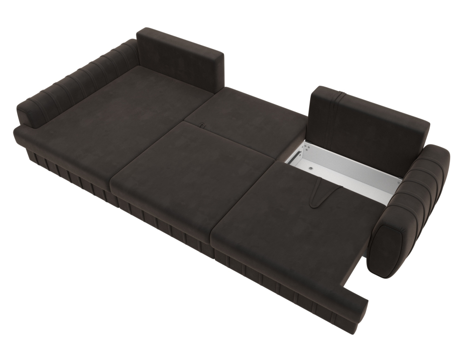 Диваны угловые в гостиную, Диван угловой Лига-057 НПБ Лонг угол левый, велюр SEVEN