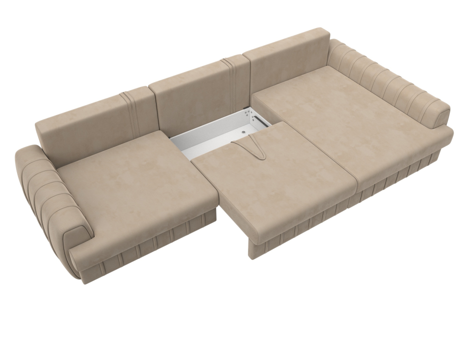 Диваны угловые в гостиную, Диван угловой Лига-057 НПБ Лонг угол правый, велюр SEVEN