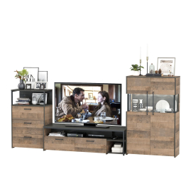 Тумба для аппаратуры с комодом с тремя ящиками и с комодом с подсветкой Трувор