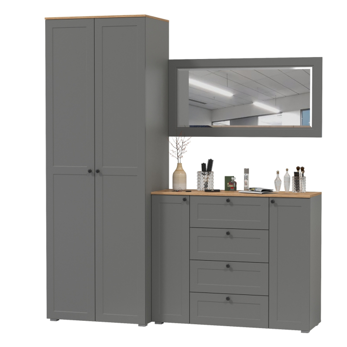 Прихожие, Комод с зеркалом и шкафом для прихожей Остин