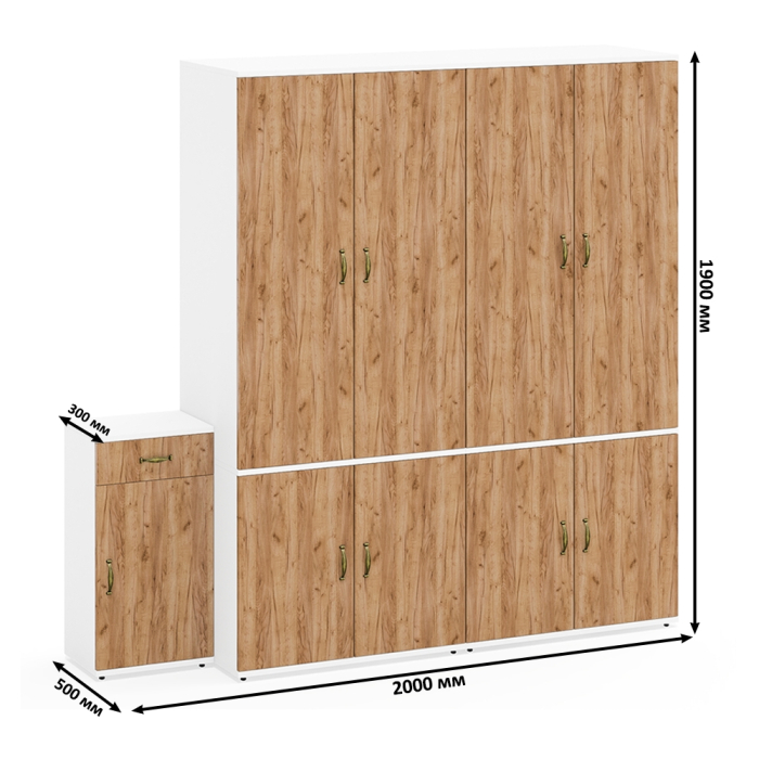 Домашние кабинеты, Два шкафа для прихожей офиса и тумба Лидер-8 3.15