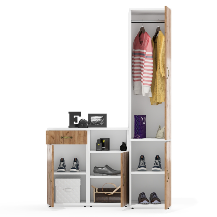 Домашние кабинеты, Шкаф узкий глубокий Лидер-8 МД 23Б и две разных тумбы МД 3.15 и МД 3.19