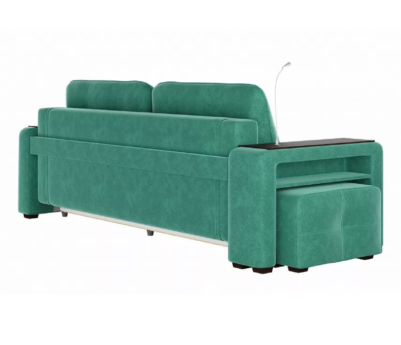 Диваны с ящиком для белья, Диван-кровать прямой Smart 4 пуф слева Велюр