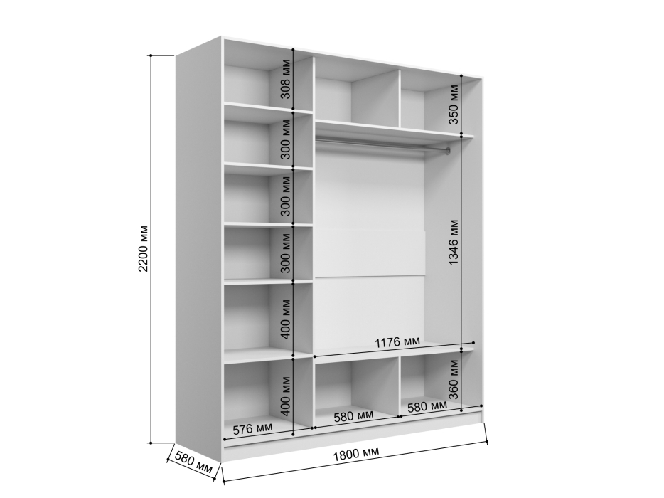 Шкафы-купе 2-х дверные, Шкаф купе 2-х дверный Амстердам 180 (белый/глухой)