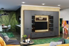 Стенки для гостиной, Модульная гостиная Грейс композиция 6  Гикори Джексон Темный