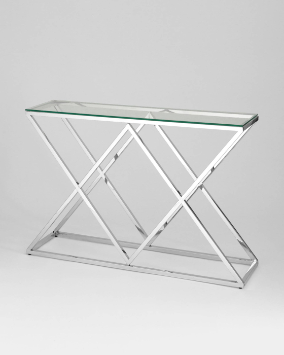 Открытые, Консоль ИНСИГНИЯ 115х30 (Прозрачное стекло/Сталь серебро)