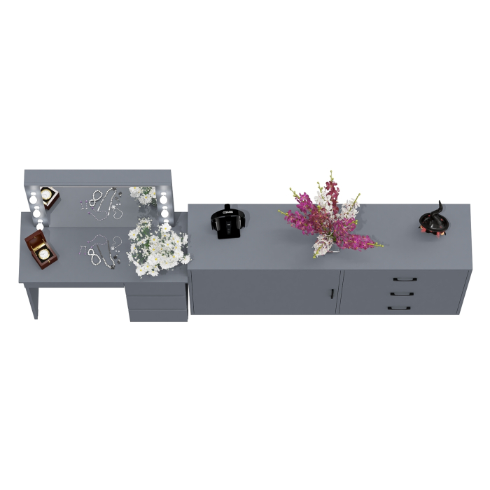 Туалетные столики, Столик косметический с подсветкой Сура и тумба-комод 122-1504