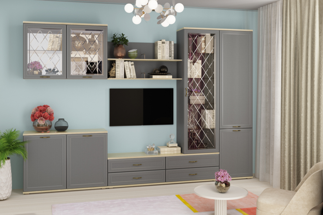 Стенки для гостиной, Модульная гостиная Карина композиция 8
