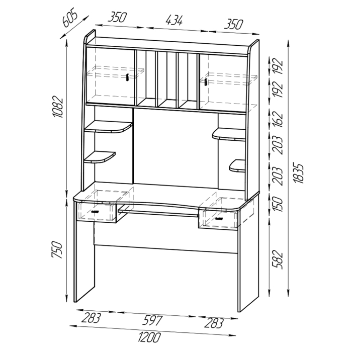 Прямые компьютерные столы, Компьютерный стол с надстройкой Бета и кресло компьютерное серое
