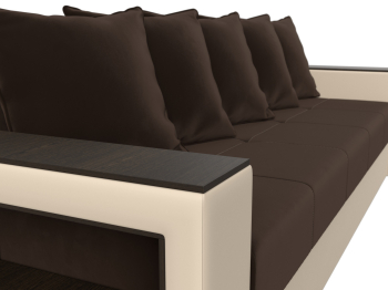 Диван прямой Дубай Лайт полки слева, микровельвет/экокожа