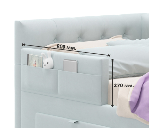 Односпальная кровать-тахта Afelia с ящиками и бортиком