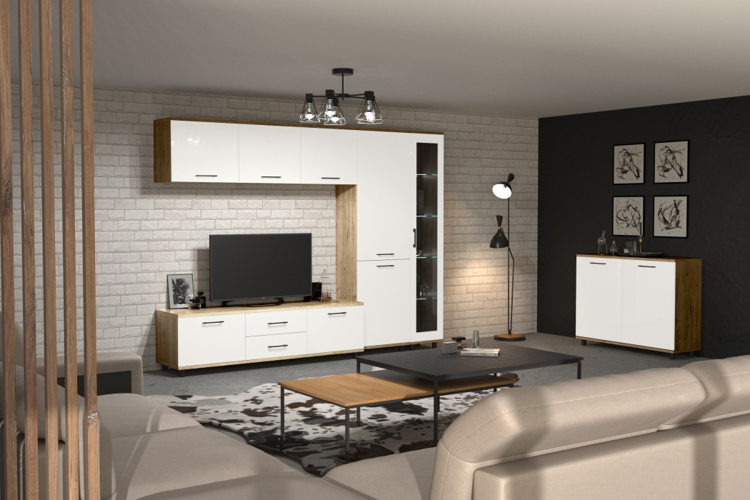 Стенки для гостиной, Модульная гостиная Грейс композиция 10  Гикори Джексон Светлый