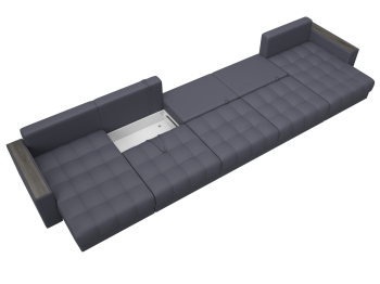 Диван П-образный с декором Лига-049 НПБ Мегалонг, экокожа GRIFON