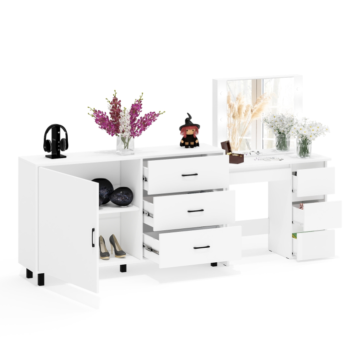 Туалетные столики, Столик косметический с подсветкой Сура и тумба-комод 122-1504