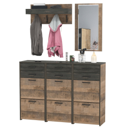 Три высоких обувницы в прихожую Трувор с зеркалом и вешалкой