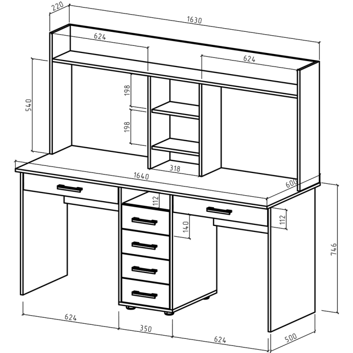 Прямые, Письменный стол Остин-16Я