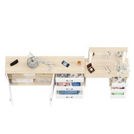 Косметический столик Сура с зеркалом и подсветкой и с тумбой-комодом 123-1604