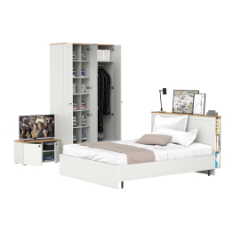 Спальня из кровати 1600 с ортопедом и шкафа для одежды Остин 13.336.03 и тумбы две дверки