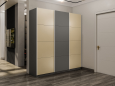 Шкафы-купе 3-х дверные, Шкаф-купе Прайм Широкий 3-х дверный Стекла фисташка/ДСП/Доводчики 240х57х230