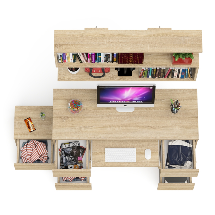 Прямые компьютерные столы, Двухтумбовый стол компьютерный Мори МС-2 с тумбочкой с ящиком и полкой на 1200