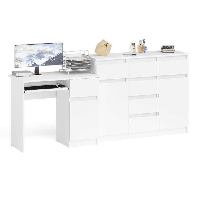 Компьютерные столы, Тумба-комод с дверками и ящиками Мори МК1200.4 и стол компьютерный МС-1 правый