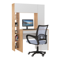 Прямые компьютерные столы, Компьютерный стол Комфорт 12.71 и офисное кресло 103 серого цвета