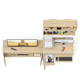 Стол однотумбовый компьютерный Мори МС-1 левый с полкой на 900 и тумбой на 1200