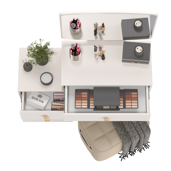 С зеркалом, Пуфик с карманом Вики и косметический столик Афина