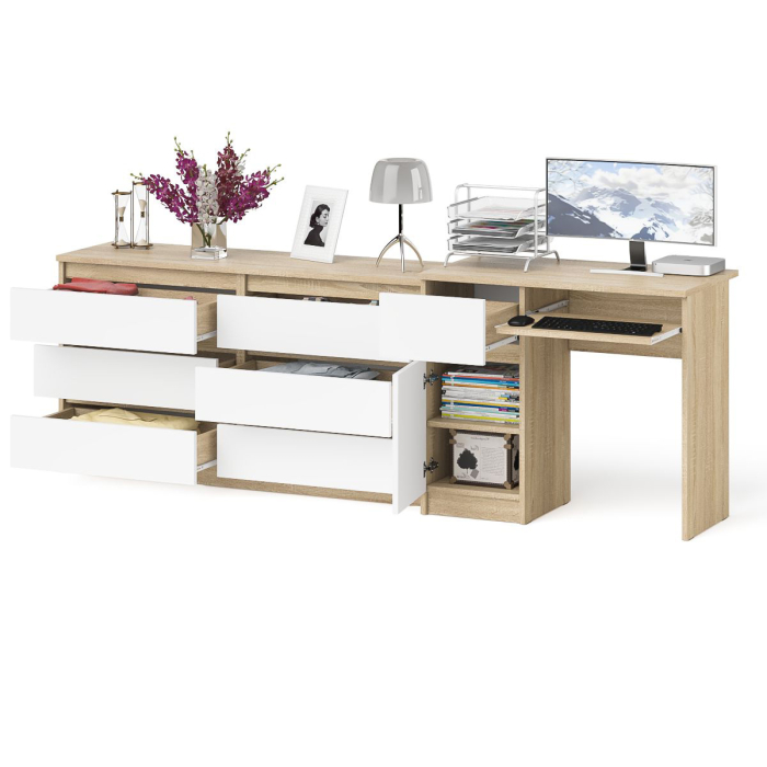 Компьютерные столы, Комод 6-ть ящиков Мори 1380 и стол компьютерный МС-1 дверка и ящик слева