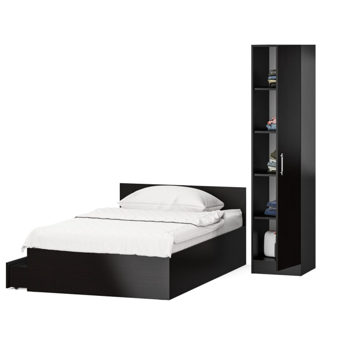 Спальные гарнитуры, Односпальная Кровать с ящиками 1200 с пеналом Стандарт