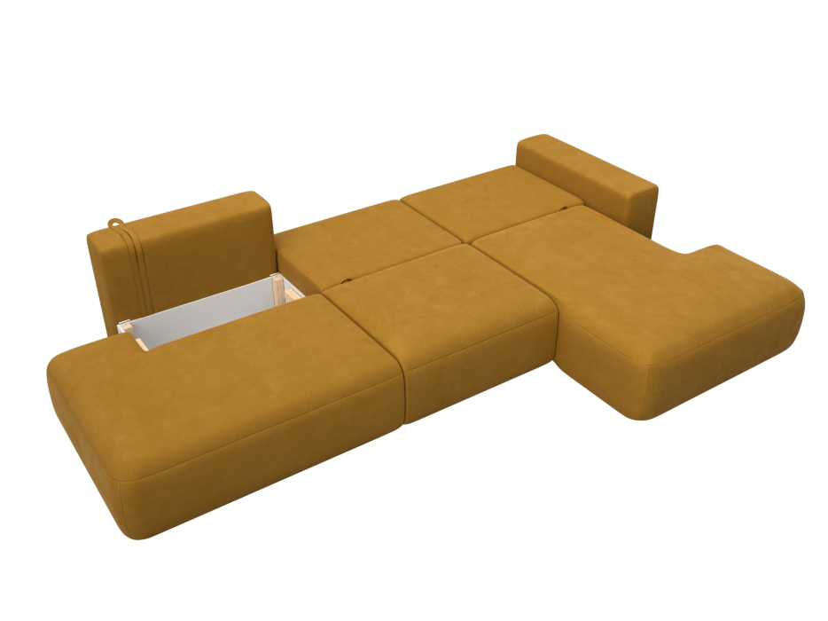 Диваны угловые в гостиную, Диван угловой Лига-036 НПБ Модерн Лонг правый угол, велюр BRUT