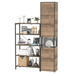 Шкаф-пенал с витриной с подсветкой и открытый стеллаж Трувор