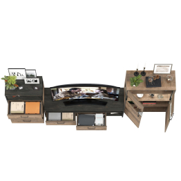 Тумба для аппаратуры с комодом с тремя ящиками и с комодом с подсветкой Трувор