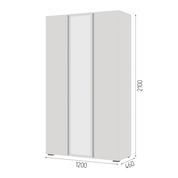 Шкафы распашные, Шкаф 3-х ст. МС Хелен ШК 02 с зеркалом
