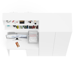 Компьютерный стол однотумбовый правый с ящиком и верхней полкой и платяной шкаф Мори МШ8001