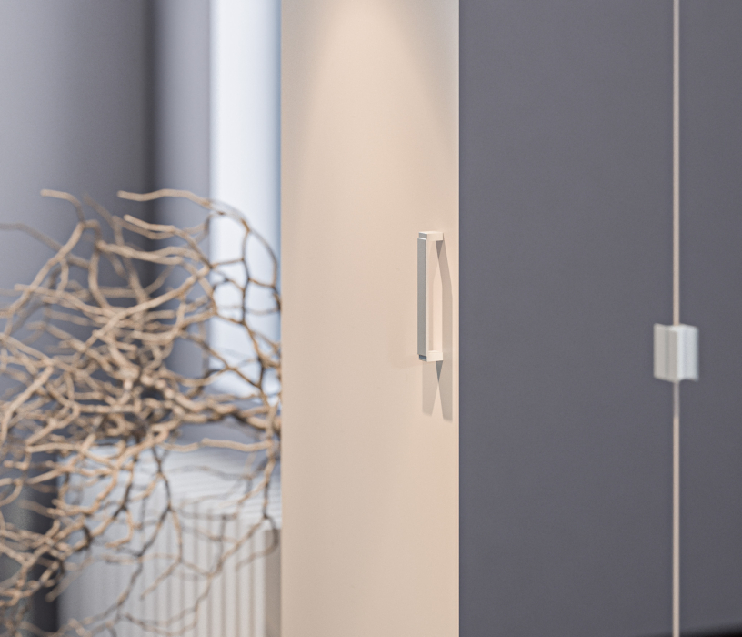 Для одежды, Шкаф четырехдверный МАКС с зеркалом Кашемир серый