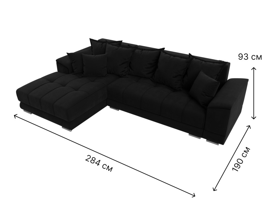 Диваны угловые в гостиную, Угловой диван НордСтар левый угол, микровельвет