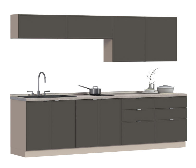 Кухонные гарнитуры, Кухонный гарнитур Регина Квадро Песочный / Базальт 2,8 м
