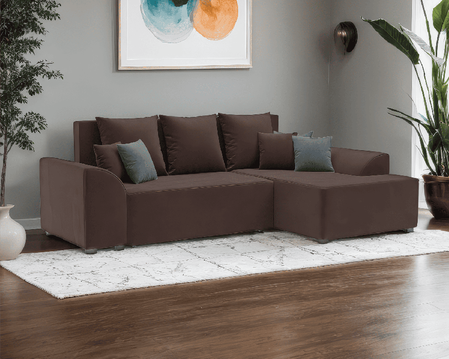 Диваны угловые в гостиную, Диван Каскад Правый угол (Велюр)