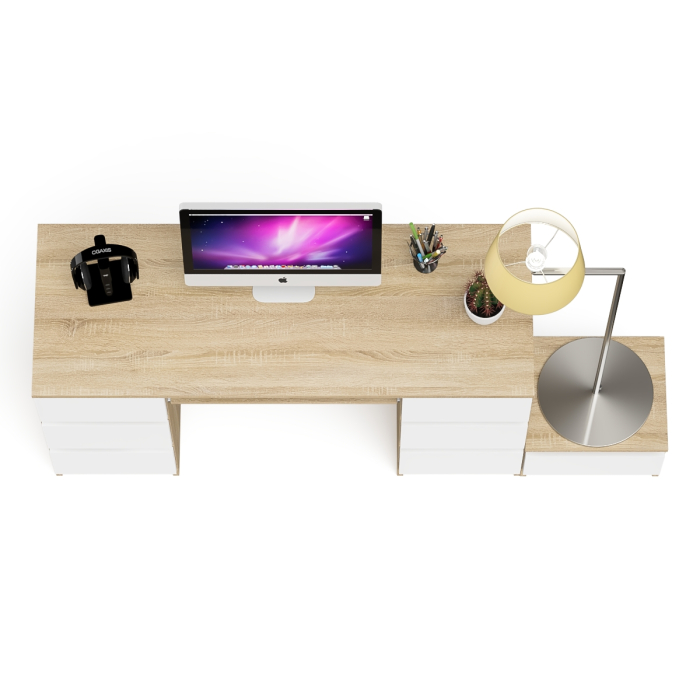 Прямые компьютерные столы, Компьютерный двухтумбовый стол Мори с дополнительной тумбой