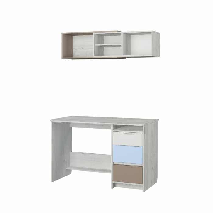 Прямые, Стол письменный Зоя (дуб эльза/белый глянец//мокко)