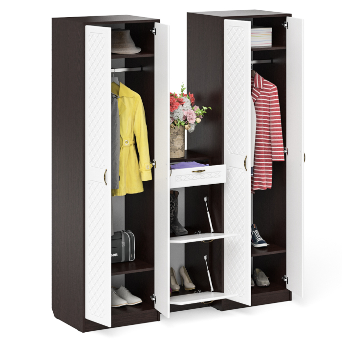 Прихожие, Тумба для обуви две секции и два шкафа в прихожую П-6 № 13 МДФ фрезеровка ромб