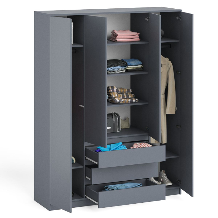 Шкафы распашные, Шкаф-комод с тремя ящиками и четырьмя дверками Мори МШ1600.1