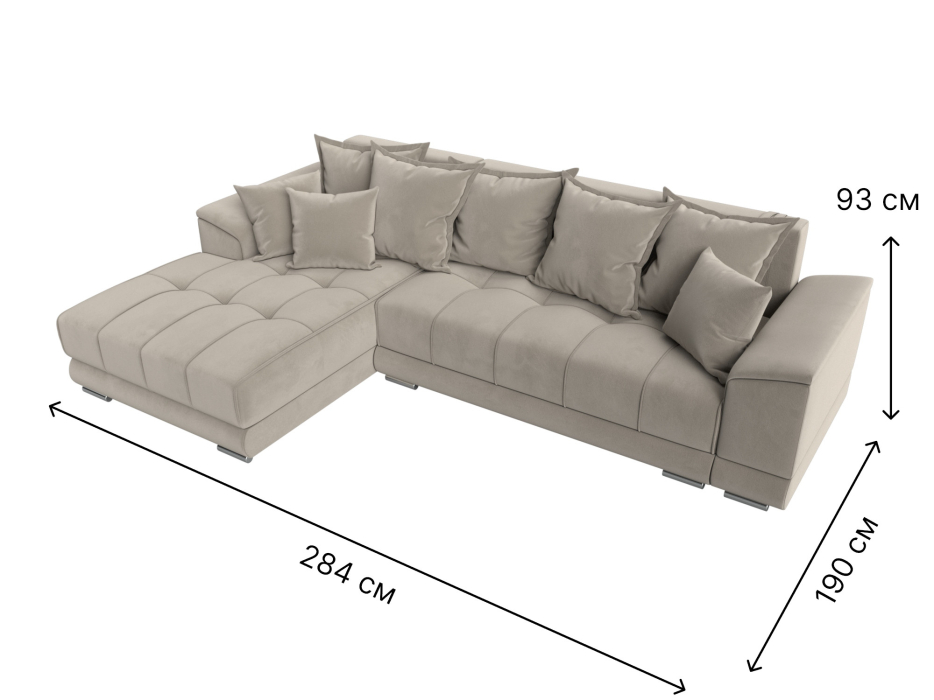 Диваны угловые в гостиную, Угловой диван НордСтар левый угол, микровельвет