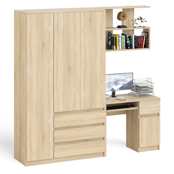 Домашние кабинеты, Шкаф-комод Мори МШ1200.1 со столом Мори МС-1 правый и полкой Мори 900